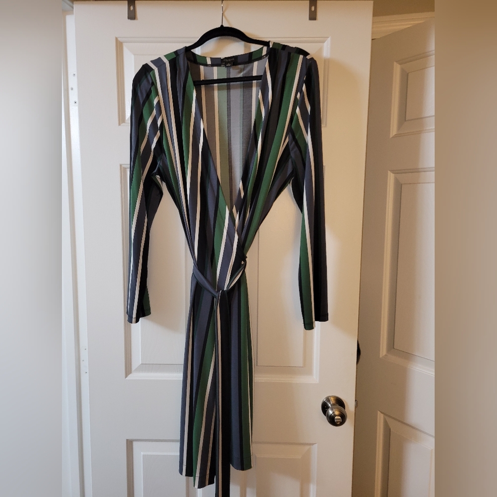 Ann Taylor Multicolor Striped Long Sleeve Dress